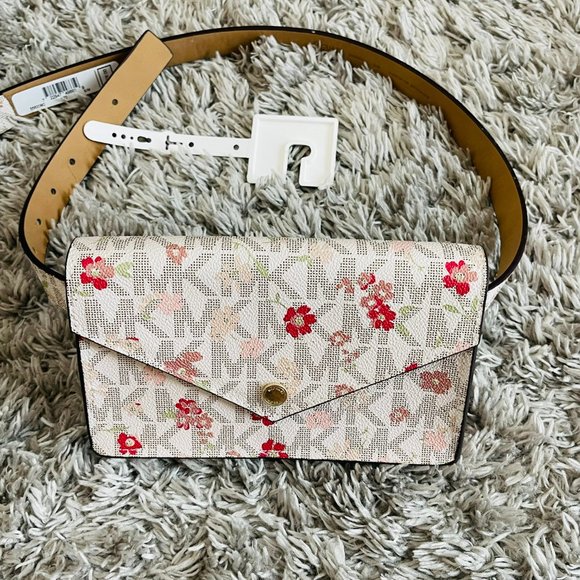 MICHAEL KORS Signature FLOWERS  Waist belt bag Clutch Shoulder Purse - Picture 1 of 14